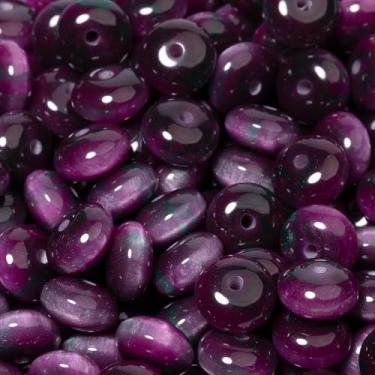 Imagem de Songxi 200 peças 10 x 6 mm contas de resina roxa para fabricação de joias, espaçador solto de contas em forma de ábaco brilhante, para colar de brinco de pulseira, artes e artesanato, faça você mesmo