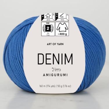 Imagem de Jeans Amigurumi Fio Arte 55% Algodão 45% Poliacrílico 50 g 174 m Macio Suave Esporte Fino (2) para Crochê, Tricô, Cobertores de Tricô, Roupas de Bebê Mais Cores (Azul Jeans, Pacote 1)