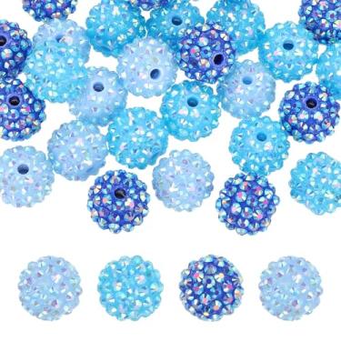 Imagem de PATIKIL Contas de strass de resina de 16 mm para caneta com contas, pacote com 30 bolas de discoteca brilhantes em pedaços redondos de chiclete para chaveiro com contas, azul claro/azul/azul escuro
