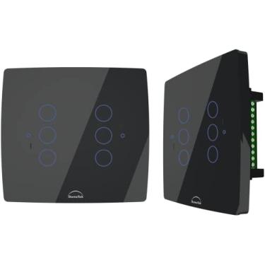 Imagem de Interruptor WiFi Touch Inteligente 4x4 6 Botões Alexa Preto