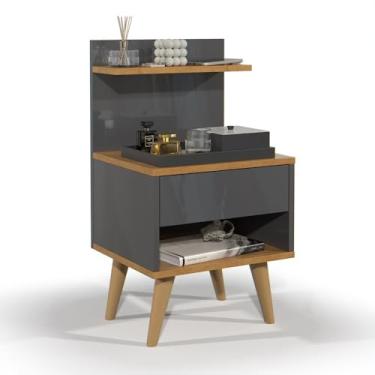 Imagem de Mesa De Cabeceira Estilo Retro Quarto Sleep 67,5 X 37,5 X 33,5cm(CINZA/NATURE)