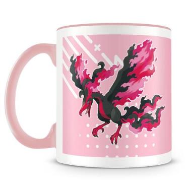 Imagem de Caneca de Porcelana Pokémon Moltres Galarian com Alça Rosa - Amo Canec