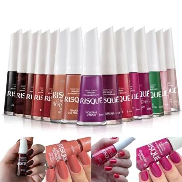 Imagem de Kit 15 Esmaltes Risque Cores Tons Quentes Vermelho Laranja Roxo (15 Esmaltes)