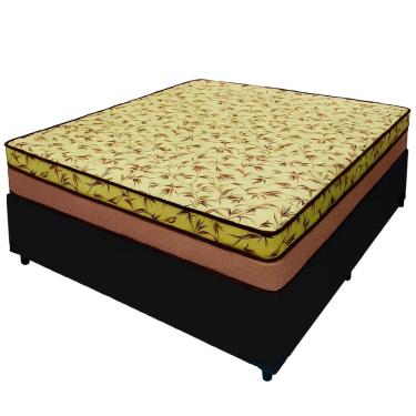 Imagem de Cama Box Casal 138 Tecido Sintético Preto Com Colchão Espuma D33 Tokio Bege - Bello Box - 65x138x188