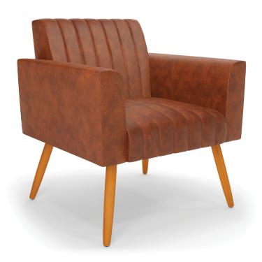 Imagem de Poltrona Viena Gomada Corano Pés Palito Castanho D03 - D'Rossi