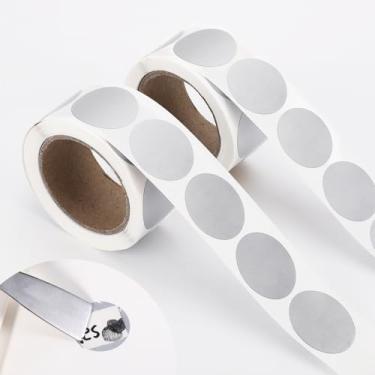 Imagem de 600 adesivos para raspar, adesivos redondos para raspar, adesivos autoadesivos personalizados, adesivos para bilhetes de loteria de prêmio, sorteio, faça-você-mesmo (prata)