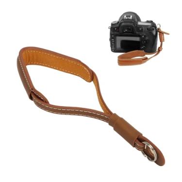 Imagem de Alça de pulso para câmera, alça de pulso de couro ajustável para câmera DSLR SLR mirrorless (cor café)
