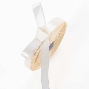 Imagem de Fita de cetim marfim de 1,27 cm x 50 metros fitas estreitas sólidas para embrulho de presente, artesanato, scrapbooking, fabricação de laços, decoração de casamento DIY