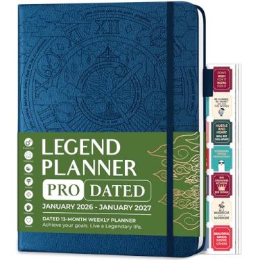 Imagem de Legend Planner PRO datado de janeiro de 2026 a janeiro de 2027 - Organizador semanal e diário de luxo com horários. Agenda de agendamentos para trabalho e gerenciamento de tempo, capa dura A4 (azul