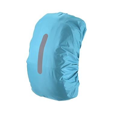 Imagem de Mochila impermeável 15-25L, capa de chuva, antiderrapante, com alça refletiva vertical, permanece seca para caminhadas, acampamento, caça, PP, azul claro