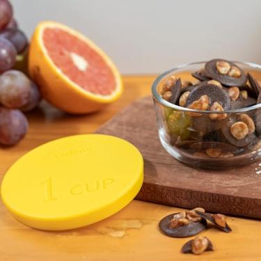 Imagem de 2 peças 1 xícara de tampas de silicone amarelo para pirex e âncora de vidro 7202-PC 1 xícara, tampas de 9,7 cm de diâmetro (amarelo)