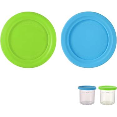 Imagem de 2 peças de capa de sorvete para freezer, diâmetro de 11,5 cm, tampas redondas de armazenamento de alimentos para cafeteira Ninja Creami NC301 NC300 NC299AMZ Series