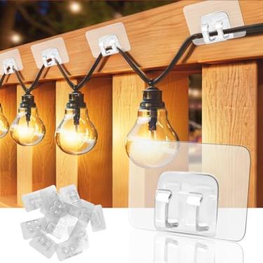 Imagem de 15 ganchos para luzes de corda ao ar livre, ganchos de comando, clipes de cabo resistentes para pendurar luz de Natal e decoração de pátio