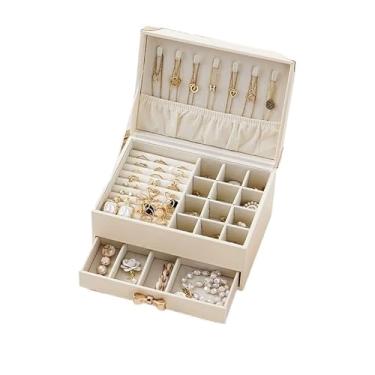 Imagem de Porta joias couro armazenamento 3 camadas de (BRANCO/2029)