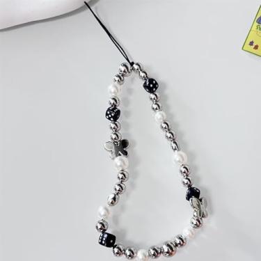 Imagem de Charmoso cordão de contas com alça de pulso, chaveiro de célula estética, berloques fofos para mulheres, One Size, Resina, resina