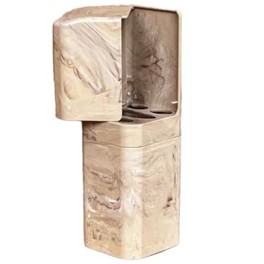 Imagem de Porta Escovas e Creme Dental com Adesivo - Organizador de Parede para Banheiro | Suporte com Encaixe Adesivo e Fixação Perfurada(01 MÁRMORE TRAVERTINO)