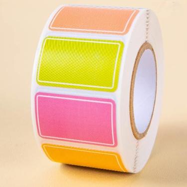 Imagem de Adesivo autoadesivo colorido à prova d'água - adesivo de etiqueta de bobina - papel revestido - estilo colorido, pacote com 500