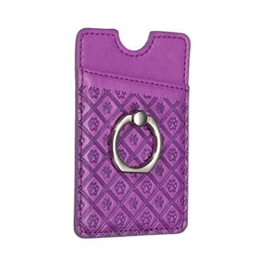 Imagem de Suporte adesivo para cartão de telefone com suporte, carteira de telefone de poliuretano ajustável para smartphones ou capas roxo escuro, Roxo escuro, Porta-cartão de crédito