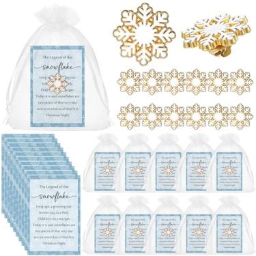 Imagem de Tondiamo Presentes de floco de neve para mulheres, alfinetes de lapela de floco de neve, cartões de presente esmaltados, Mesh bag: 3.94 x 4.72 inches/ 10 x 12 cm, papel de metal, Sem pedras preciosas