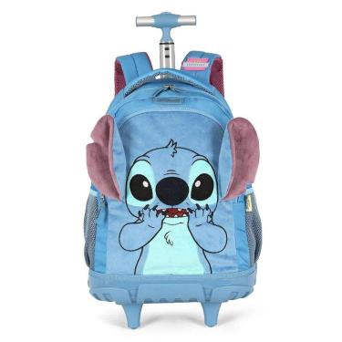 Imagem de Mochila de Rodinhas Com Alça Luxcel Stitch Pelúcia Azul