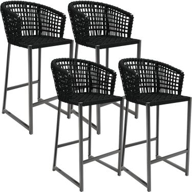 Imagem de Kit 04 Banqueta Para Área Gourmet Cozinha Varanda D04 Preto