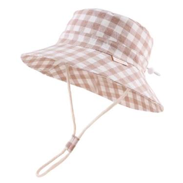 Imagem de Chapéu Bamery Baby Toddler com proteção UV 50 cm Khaki Lattice