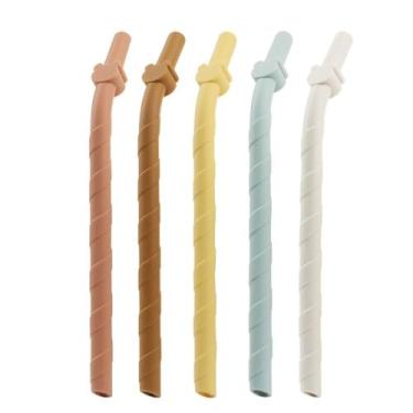 Imagem de Canudos reutilizáveis 5 peças 15,5 cm canudos curtos criativos coloridos de silicone canudos dobrados para uso doméstico