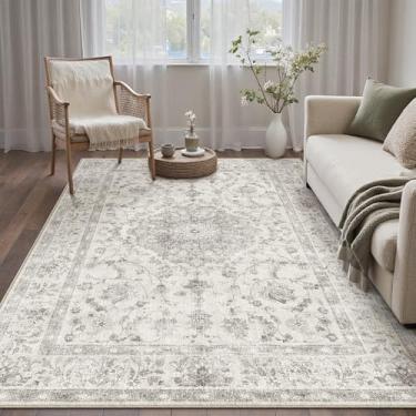 Imagem de PureCozy Tapete de área cinza lavável vintage para entrada de escritório pequeno antiderrapante macio pilha baixa macio fino cozinha banheiro retro destaque tapete entrada quarto escritório sala de