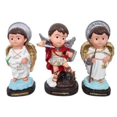 Imagem de 3 Imagens de Arcanjos Infantil São Miguel, São Rafael e São Gabriel em Borracha Inquebrável - 16 cm