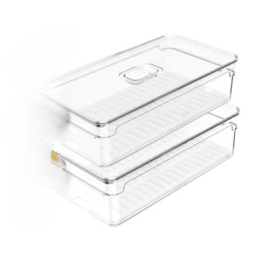 Imagem de Caixa De Armazenamento Para FrigoríFico Com Grelha De Drenagem – Para Lavar E Armazenar Legumes E Frutas(2 UN. Potes 2,8L)