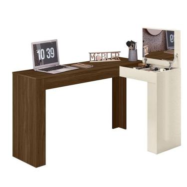 Imagem de Escrivaninha De Canto Penteadeira Jade Tampo Basculante Freijo/off White Freijo/off White