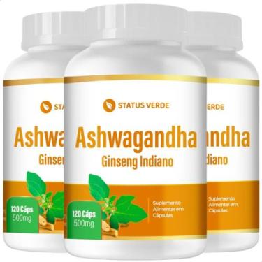 Imagem de 3 Potes Ashwagandha Pura Original Kit 360 Cáps - Suplemento Natural