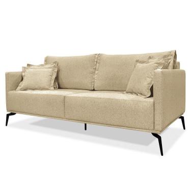 Imagem de Sofá 3 Lugares 220cm Pés De Metal Vecchia S06 Linho Dourado - Mpozenato