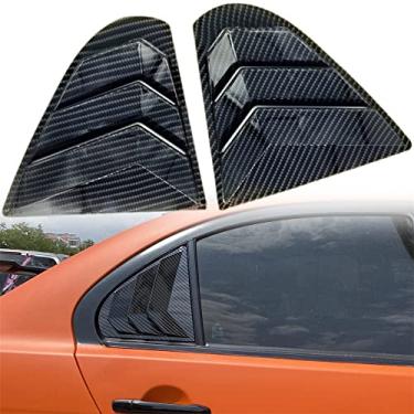 Imagem de Bishop Tate Para Mitsubishi Lancer 2008-2016 Acessórios exteriores de carro Louvers de janela traseira decoração guarnição ABS fibra de carbono preto 2 peças