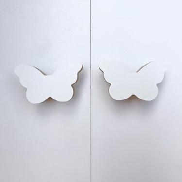 Imagem de 8 Puxadores Borboleta Branco Infantil Cômoda Móveis Porta Gaveta Quarto