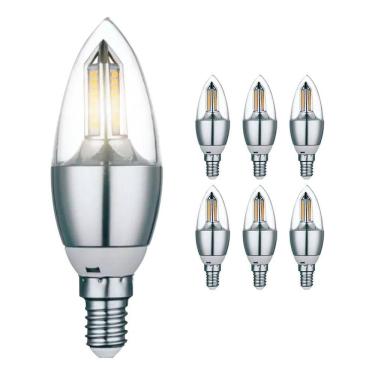 Imagem de Kit 6 Lâmpada Led Vela 4W Chama Branco-Quente 3000K 127/220