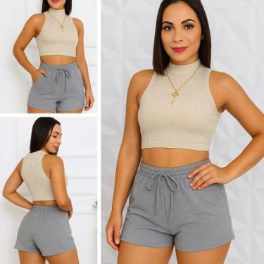 Imagem de Short Feminino Moletom Fitness Dia A Dia Estilo E Conforto - Rc, Cinza