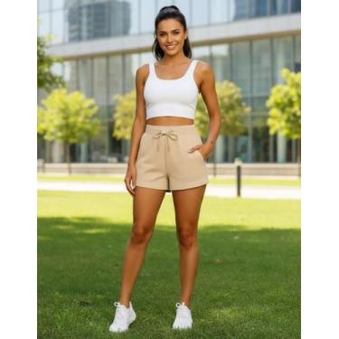 Imagem de Short Moletom Feminino Super Confortável Envio Imediato - RC, Bege, G1