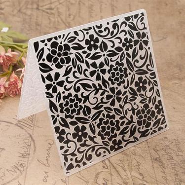 Imagem de Pasta de plástico com estampa de fundo de renda com folhas de flor, impressões texturizadas em 3D, folha de videira, molde de pasta para fazer cartões, scrapbooking, papel, artesanato, álbuns