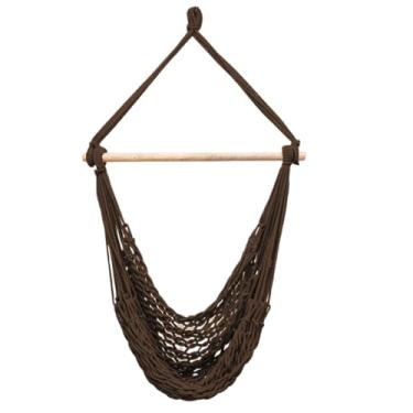 Imagem de Rede Cadeira Balanço Descanso Teto Suspensa Trançada Reforçada(Marrom)