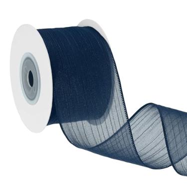 Imagem de PATIKIL Fita metálica de 4 cm, fita transparente com fio de Natal, rolo ondulado metálico para laços, grinaldas, festas, decoração de casa, artesanato, árvore de Natal, 10 jardas (verde)