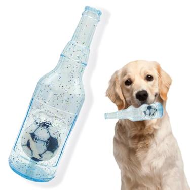 Imagem de Garrafa de água resistente para cães mastigáveis agressivos, brinquedo durável com bola interna, brinquedo de mastigar TPR interativo para cães médios e pequenos, brinquedo flutuante para brincar em