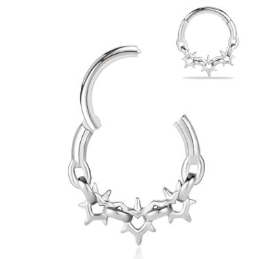 Imagem de Maxbott Anel de septo 16G 8 mm Anel de segmento articulado Argola Daith Rook Conch Helix Tragus Anéis de nariz Aço Cirúrgico Septo Clickers Ear Piercings Joias, 8mm, Aço inoxidável, aço inoxidável