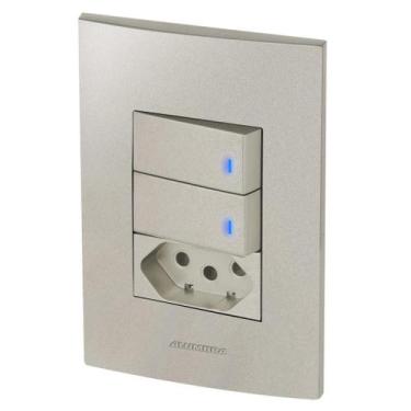 Imagem de Conjunto 2 Interruptores Led + 1 Tomada 10A - Inova Titanium - Alumbra