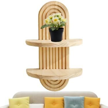 Imagem de Prateleira de parede boho, prateleira de livros Boho | Suporte decorativo para exibição de velas para estantes de mesa, lavanderia, apartamento, entrada de canto