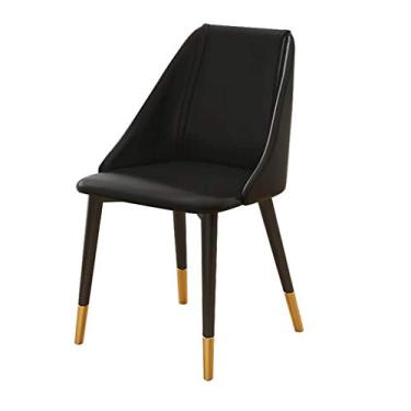 Imagem de Cadeira de jantar, cozinha, sala de jantar, móveis, cadeiras modernas, simples, à prova d'água, de couro PU, cadeiras de jantar com pernas e encostos de metal, cadeiras de jantar, sala de estar