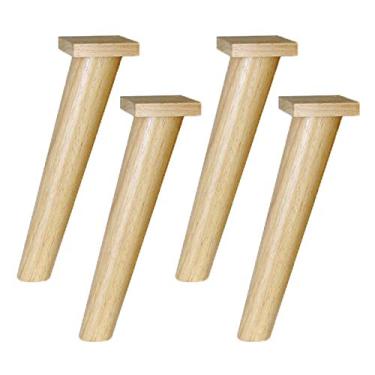 Imagem de ZJYWMM 4 peças de pés de móveis de madeira maciça cone oblíquo pernas de mesa pernas de móveis para sofá cama armário cadeira sofá pés pernas de móveis, com paletes de madeira (49,8 cm)