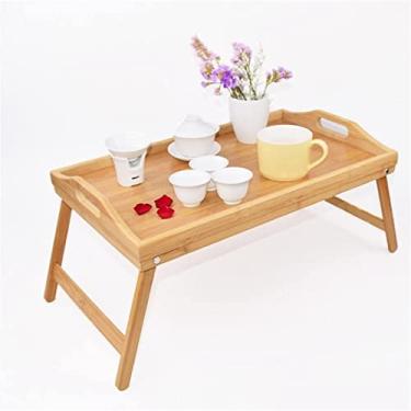 Imagem de Bandeja portátil de madeira para cama de café da manhã, mesa para laptop, mesa de servir chá, comida, mesa dobrável para laptop (D 51 * 31 * 7 cm)