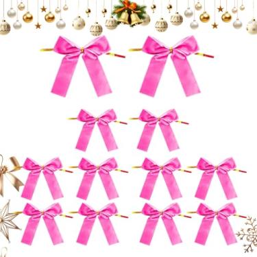 Imagem de de Natal para árvores, enfeites de laço de veludo ao ar livre - Decoração de casa multifuncional para artesanato feito à mão, guirlanda, exterior, porta, quintal, jardim, festa de aniversário