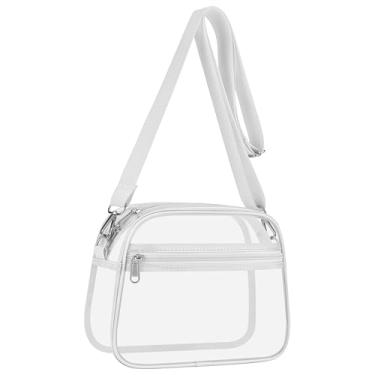 Imagem de USPECLARE Bolsa transparente para eventos em estádios, bolsas transparentes para fãs de esportes, bolsa transversal transparente para shows e festivais, Branco, Small